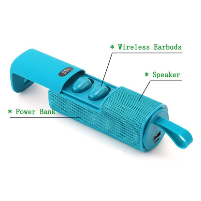 3in1 Audio Power Hub: Earphones, Speaker & Charger