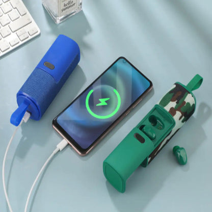 3in1 Audio Power Hub: Earphones, Speaker & Charger